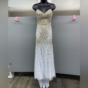 PANOPLY SZ-2 14740 SILVER/GOLD DIAMOND PROM/FORMAL/PAGENT DRESS